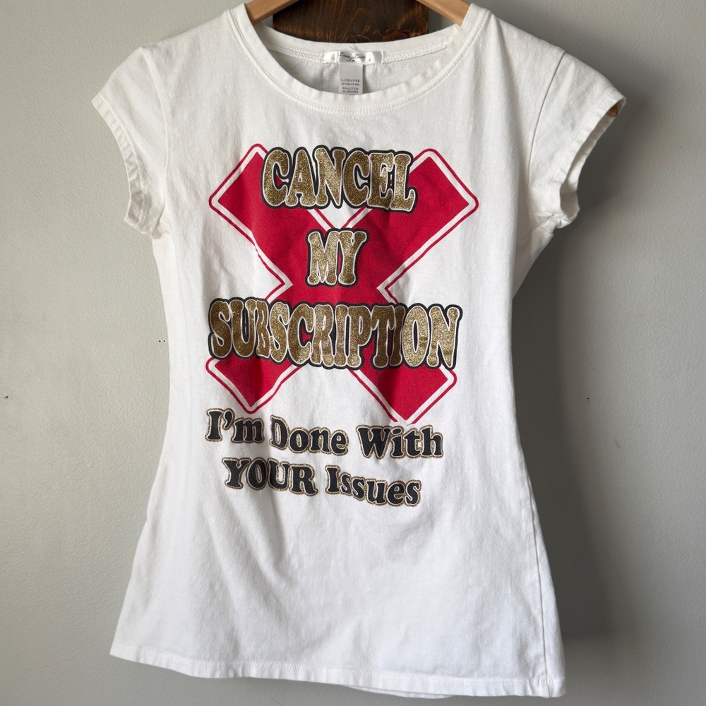 Sassy Y2K Glitter Graphic Tee Fitted Cap Sleeve White Love Love Lo Large